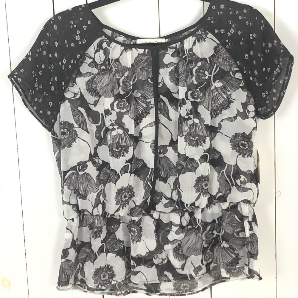 Cold Water Creek New Black & White Top M (10-12)